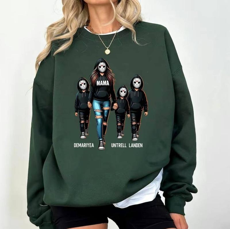 Personalized Halloween Mama Custom Names Spooky Mom Matching Family Halloween Shirt Mom Spooky Mama Shirt T-Shirts, Hoodie, Sweatshirt - T-Shirt, Sweatshirt, Hoodie