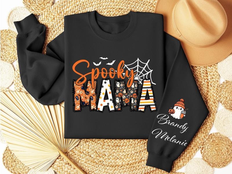 Personalized Spooky Season Mama Halloween Spooky Mama Shirt Mom Spooky Mama Halloween Shirt Custom Kid Name Shirt T-Shirts, Hoodie, Sweatshirt - T-Shirt, Sweatshirt, Hoodie