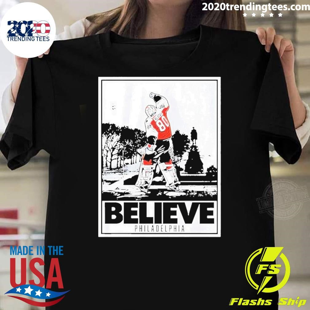 Philadelphia Flyers Dan Vladar Believe Poster Shirt Unisex T-shirt, Sweatshirt, Hoodie, Long Sleeve Tee - T-Shirt, Sweatshirt, Hoodie
