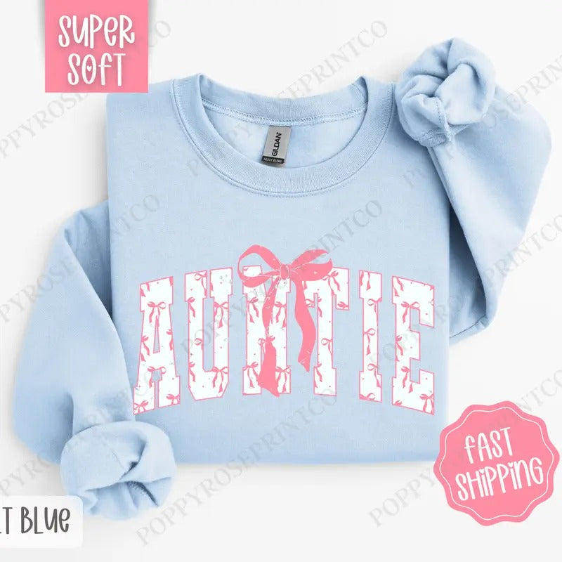 Pink Auntie Bow Cute T-Shirts, Hoodie, Sweatshirt - T-Shirt, Sweatshirt, Hoodie