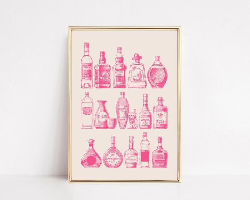 Pink Bar Cart Wall Art Print Girly Decor No Frame & Friends Home Decor Wall Poster Landscape Decoration T-Shirts, Hoodie, Sweatshirt - T-Shirt, Sweatshirt, Hoodie