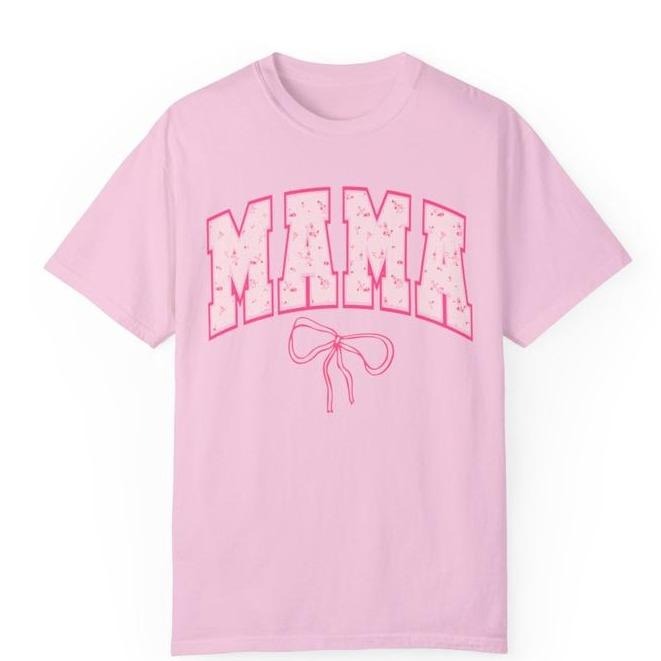 Pink Coquette Mama Shirt Mom Mama Floral Letters Shirt Cute Mom Bow Shirt Mama Shirt T-Shirts, Hoodie, Sweatshirt - T-Shirt, Sweatshirt, Hoodie