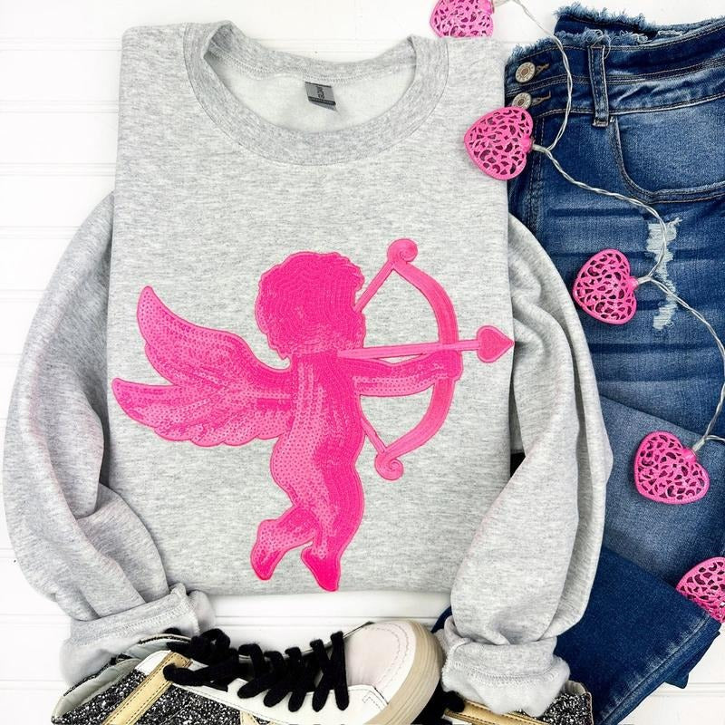 Pink Cupid Sequin Patch T-Shirts, Hoodie, Sweatshirt - T-Shirt, Sweatshirt, Hoodie