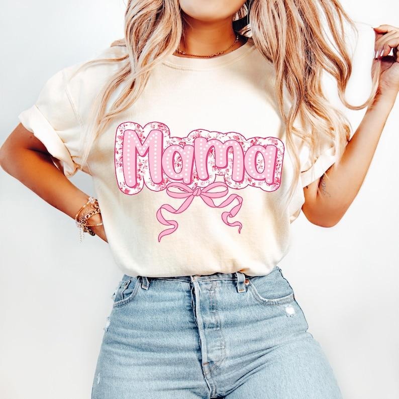 Pink Floral Chinoiserie Mama Coquette Mama Varsity Toile Mama T-Shirts, Hoodie, Sweatshirt - T-Shirt, Sweatshirt, Hoodie