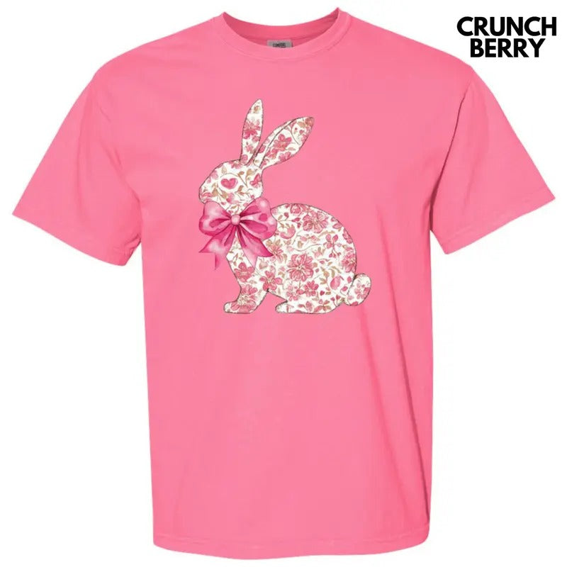 Pink Floral Easter Bunny Comfort Colors T-Shirts, Hoodie, Sweatshirt - T-Shirt, Sweatshirt, Hoodie