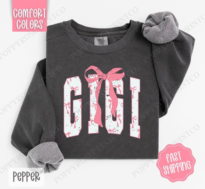 Pink GiGi Bow Comfort Colors Cute T-Shirts, Hoodie, Sweatshirt - T-Shirt, Sweatshirt, Hoodie
