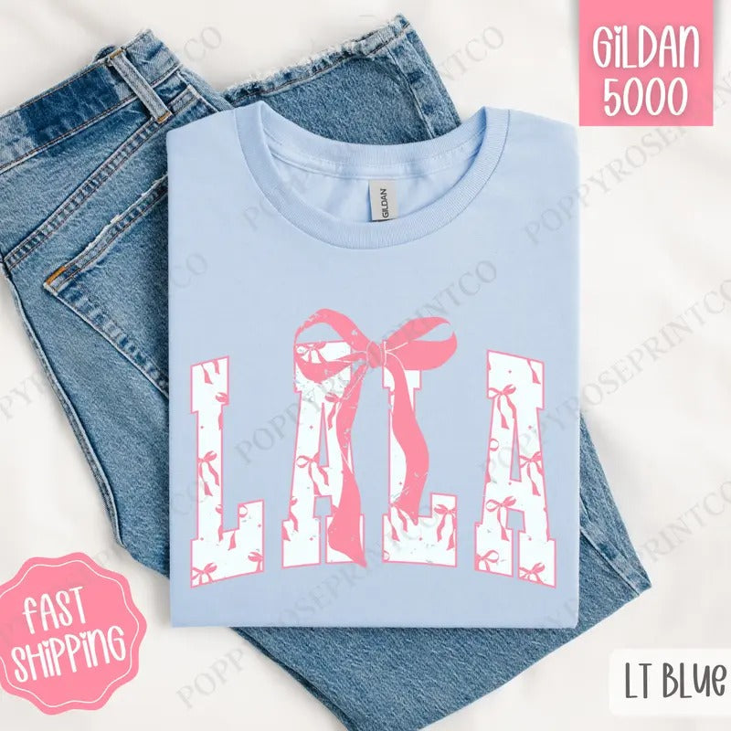Pink Lala Bow Shirt Gildan Cute Plus Sizes T-Shirts, Hoodie, Sweatshirt - T-Shirt, Sweatshirt, Hoodie