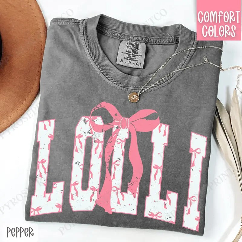 Pink Lolli Bow Shirt Comfort Colors Cute T-Shirts, Hoodie, Sweatshirt - T-Shirt, Sweatshirt, Hoodie