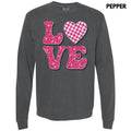 Pink Love Faux Glitter Long Sleeve Comfort Colors T-Shirts, Hoodie, Sweatshirt - T-Shirt, Sweatshirt, Hoodie