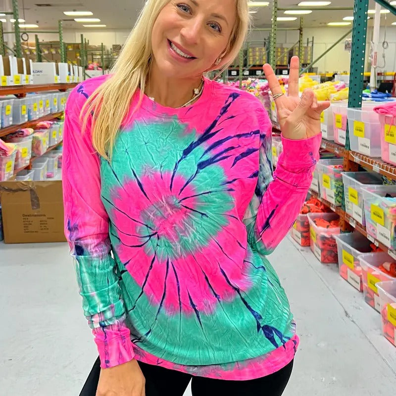 Pink Seafoam Tie Dye Long Sleeve Blank T-Shirts, Hoodie, Sweatshirt - T-Shirt, Sweatshirt, Hoodie