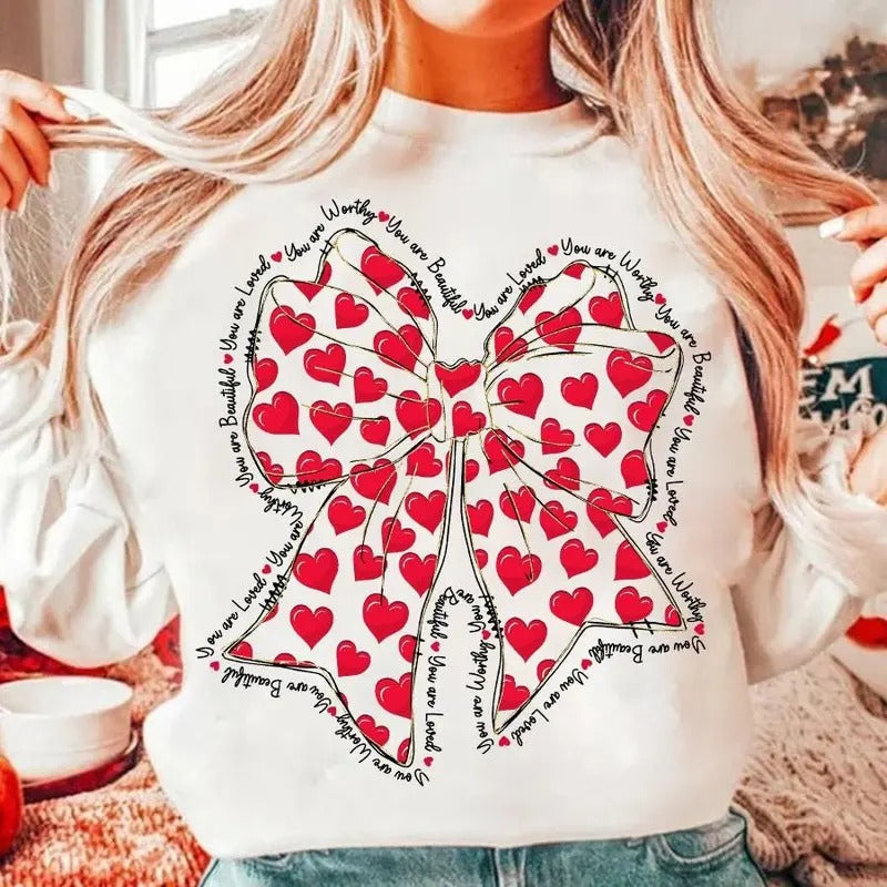 Pink Valentine Coquette Heart You Are Loved Glitter Brushstroke Valentine T-Shirts, Hoodie, Sweatshirt - T-Shirt, Sweatshirt, Hoodie