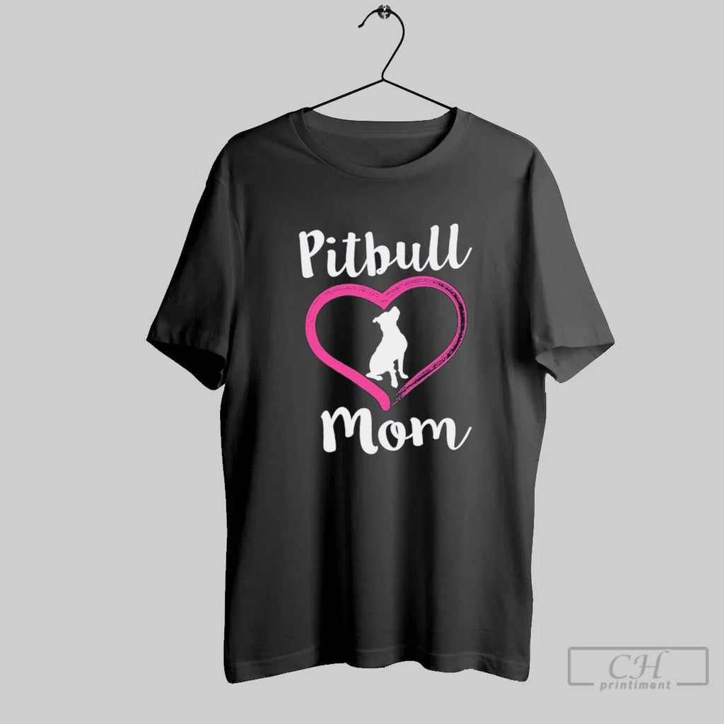Pitbull Heart Dog Mom T Shirt Unisex T-shirt, Sweatshirt, Hoodie, Long Sleeve Tee - T-Shirt, Sweatshirt, Hoodie