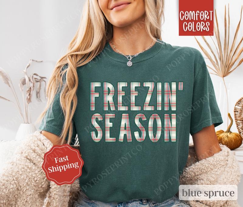 Plaid Freezin' Season Shirt Comfort Colors Cute Winter T-Shirts, Hoodie, Sweatshirt - T-Shirt, Sweatshirt, Hoodie