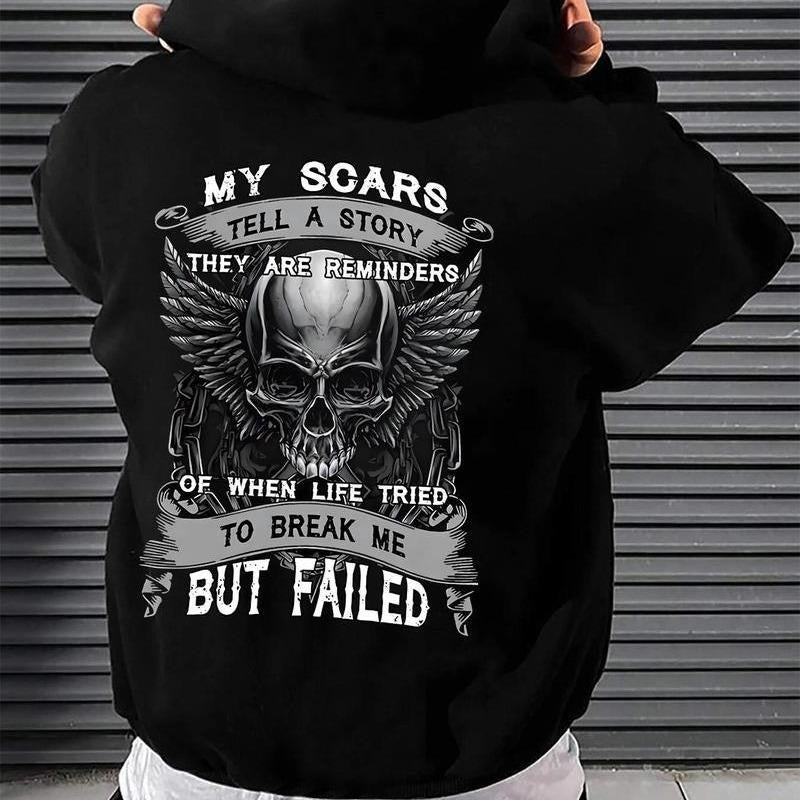 Skull Letter Print Drop Shoulder 1 Side Printed Man Woman Casual Crew Neck Long Sleeve 50 50 Cotton Polyester Blend Classic Fit Retro T-Shirts, Hoodie, Sweatshirt - T-Shirt, Sweatshirt, Hoodie