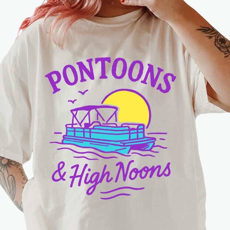 Pontoons Summer Vintage Shirt Casual Cotton Shirt Comfort Fabric Top Womenswear Lady T-Shirts, Hoodie, Sweatshirt - T-Shirt, Sweatshirt, Hoodie