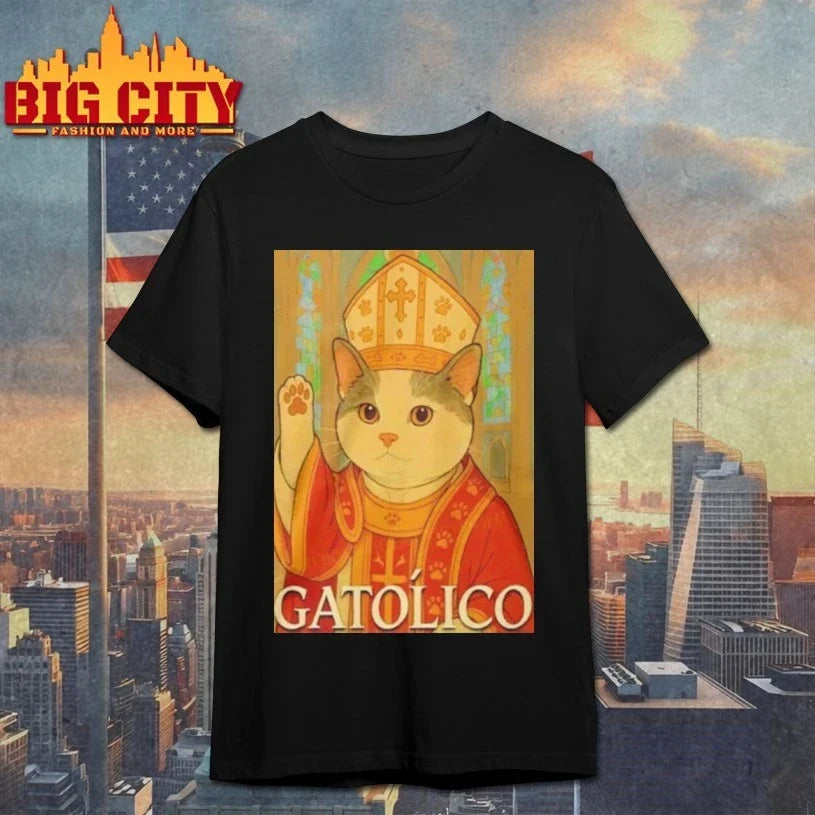 Pope Cat Gatolico shirt Unisex T-shirt, Sweatshirt, Hoodie, Long Sleeve Tee - T-Shirt, Sweatshirt, Hoodie