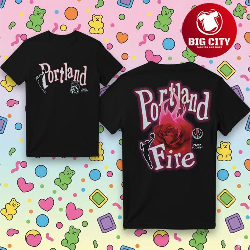 Portland Fire Burning Rose Two Sided Shirt Unisex T-shirt, Sweatshirt, Hoodie, Long Sleeve Tee - T-Shirt, Sweatshirt, Hoodie