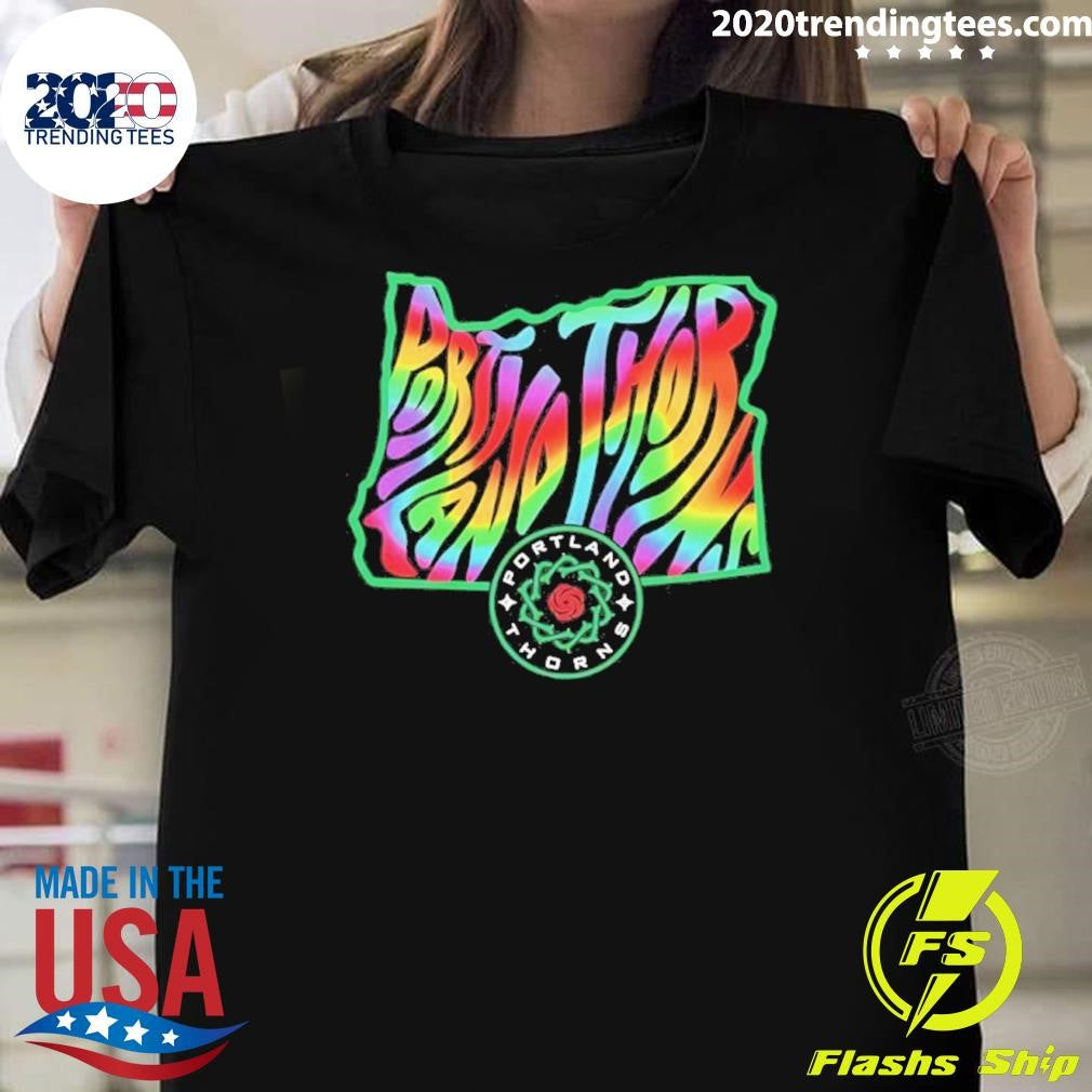 Portland Thorns Fc Groovy Pride State 2026 Shirt Unisex T-shirt, Sweatshirt, Hoodie, Long Sleeve Tee - T-Shirt, Sweatshirt, Hoodie