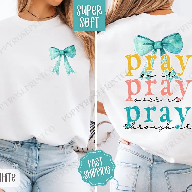 Pray Cute Religious Coquette Bow T-Shirts, Hoodie, Sweatshirt - T-Shirt, Sweatshirt, Hoodie