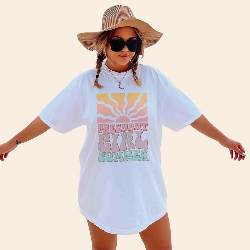 Pregnant Girl Summer Shirt Funny Maternity Summer Beach Pregnancy Announcement Babymoon Fabric T-Shirts, Hoodie, Sweatshirt - T-Shirt, Sweatshirt, Hoodie