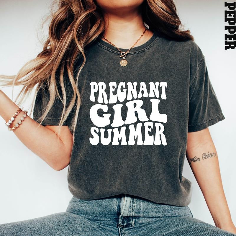 Pregnant Girl Summer Shirt Pregnant Shirt Shirt Baby Announcement Pregnancy Reveal Baby Shower T-Shirts, Hoodie, Sweatshirt - T-Shirt, Sweatshirt, Hoodie