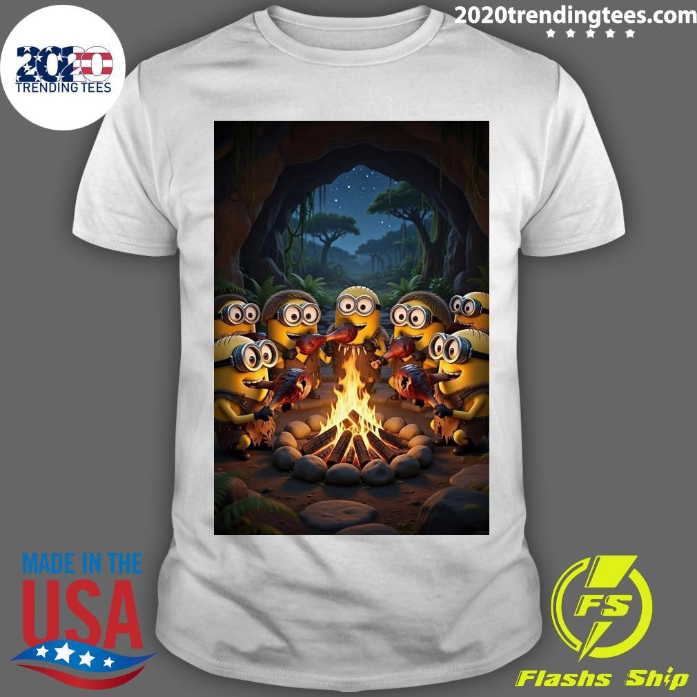 Prehistoric Minions Are Having A Barbecue Together Around A Campfire Shirt Unisex T-shirt, Sweatshirt, Hoodie, Long Sleeve Tee - T-Shirt, Sweatshirt, Hoodie