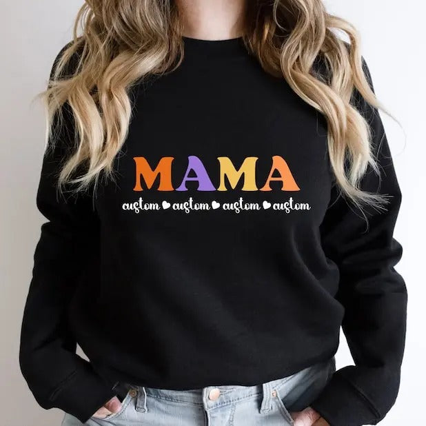 Customized Mama Colorful Mom Themed Shirt Mommy Preppy Mummy T-Shirts, Hoodie, Sweatshirt - T-Shirt, Sweatshirt, Hoodie