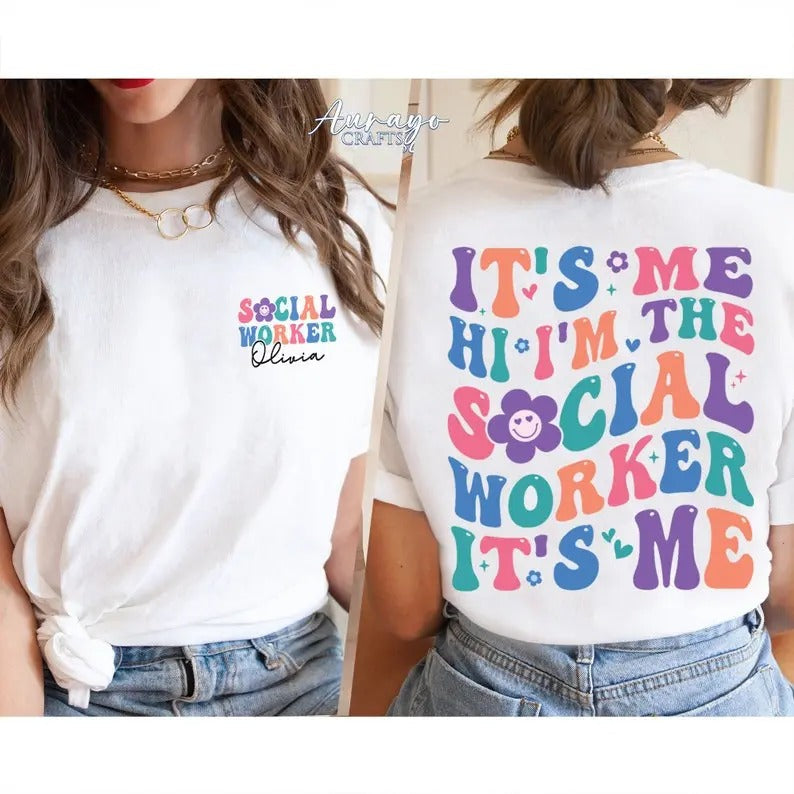 'S Me Hi I'M Social Worker 'S Me Social Worker Shirt MSW Graduation Social Worker Social Worker Month T-Shirts, Hoodie, Sweatshirt - T-Shirt, Sweatshirt, Hoodie