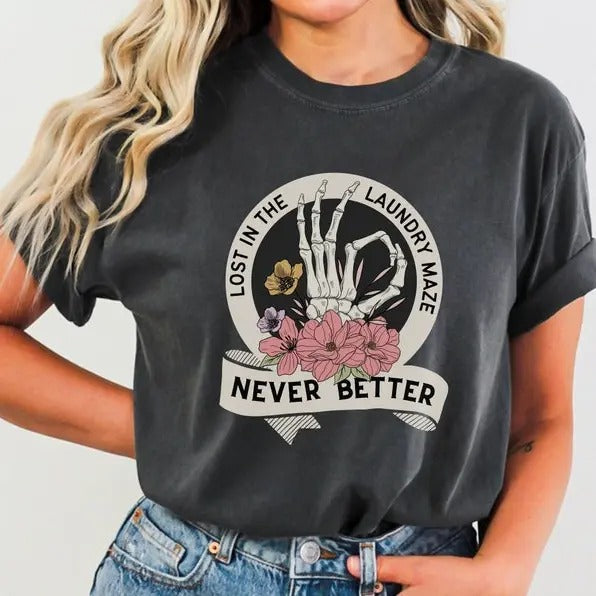 Mom Life Shirt "Laundry Maze" Funny Motherhood Never Better Skull Mother Present Sarcastic Mom T-Shirts, Hoodie, Sweatshirt - T-Shirt, Sweatshirt, Hoodie