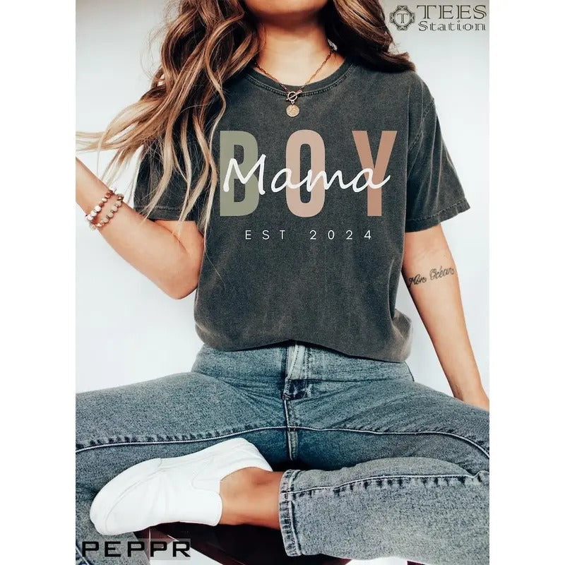 Personalized Boy Mama Shirt Boy Mom Mom Shirt Baby Shower New Mom Boy Mom Mama T-Shirts, Hoodie, Sweatshirt - T-Shirt, Sweatshirt, Hoodie