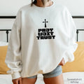 Pray Wait Trust Crucifix Themed Retro Trust God Faithful Shirt Religious Christians T-Shirts, Hoodie, Sweatshirt - T-Shirt, Sweatshirt, Hoodie
