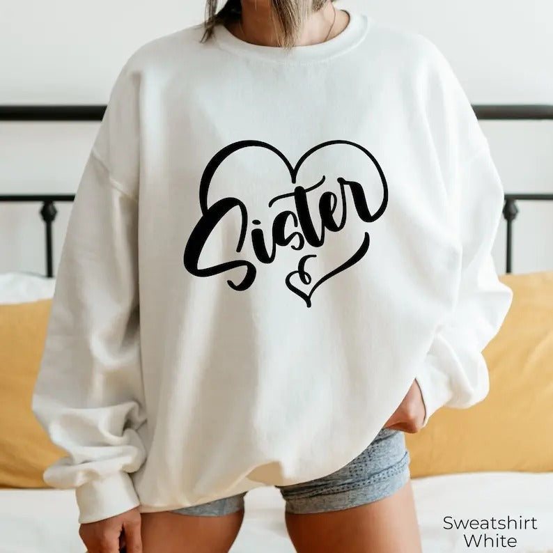 Sister Heart Themed Auntie Shirt Mom Aunt Sweat Titi Minimalist Sis T-Shirts, Hoodie, Sweatshirt - T-Shirt, Sweatshirt, Hoodie