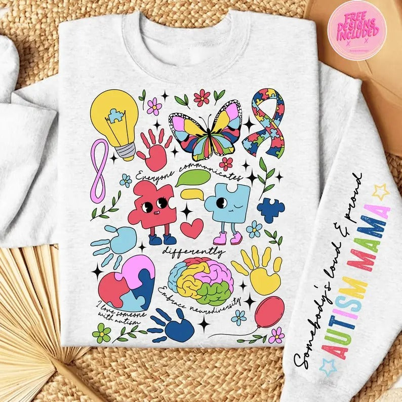 Somebody'S Loud & Proud Autism Mama Png Proud Autism Mom Png Everyone Communicates Differently Png Autism Mom Mother Autism Puzzle T-Shirts, Hoodie, Sweatshirt - T-Shirt, Sweatshirt, Hoodie