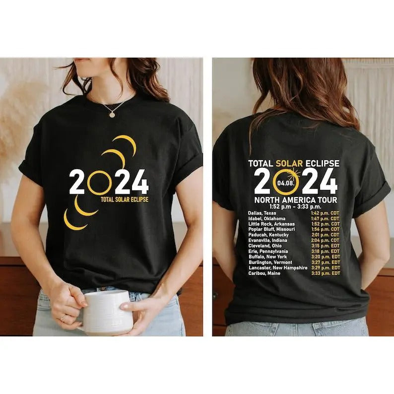 Total Solar Eclipse 2024 Shirt Double Sided Shirt April 8th 2024 Shirt Celestial Shirt Eclipse Lover Eclipse Event 2024 Shirt T-Shirts, Hoodie, Sweatshirt - T-Shirt, Sweatshirt, Hoodie