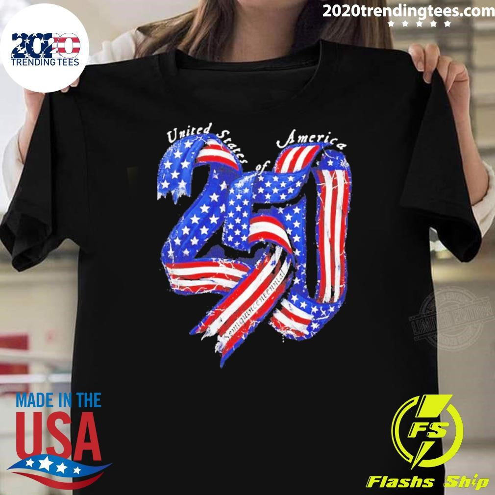 Premium 250 Years United States Semiquincentennial Ribbon Vintage Shirt Unisex T-shirt, Sweatshirt, Hoodie, Long Sleeve Tee - T-Shirt, Sweatshirt, Hoodie