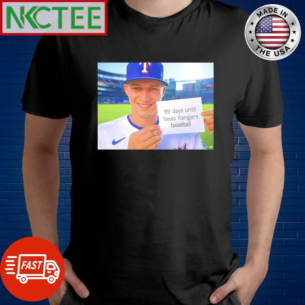 Premium 99 days until Texas Rangers baseball Corey Seager shirt Unisex T-shirt, Sweatshirt, Hoodie, Long Sleeve Tee - T-Shirt, Sweatshirt, Hoodie