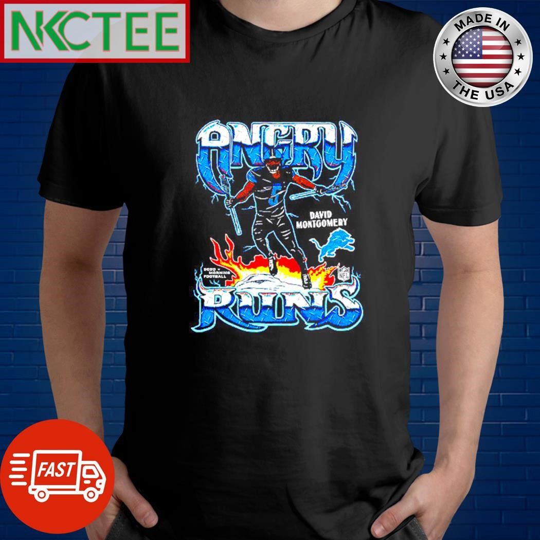 Premium Angry Runs 2024 Detroit Lions David Montgomery shirt Unisex T-shirt, Sweatshirt, Hoodie, Long Sleeve Tee - T-Shirt, Sweatshirt, Hoodie