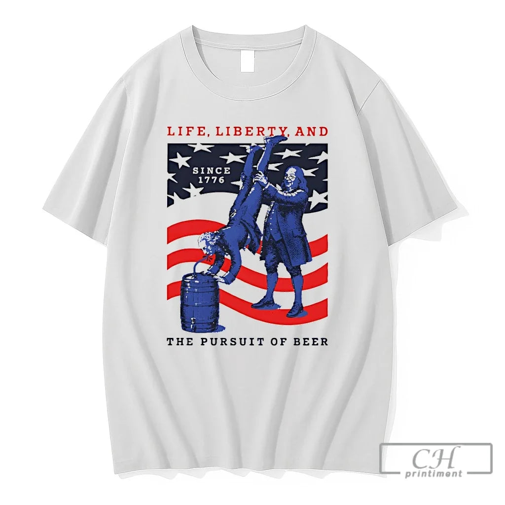 Premium Benjamin Franklin Life Liberty And The Pursuit Of Beer Pocket American Flag T Shirts - T-Shirt, Sweatshirt, Hoodie