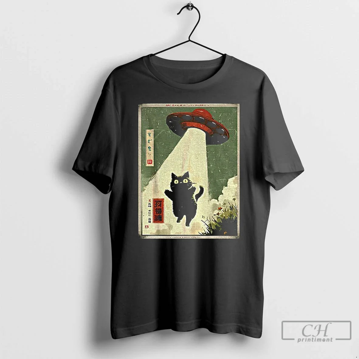 Black Cat Ufo Abduction Japanese Cat Alien T-Shirts, Hoodie, Sweatshirt - T-Shirt, Sweatshirt, Hoodie