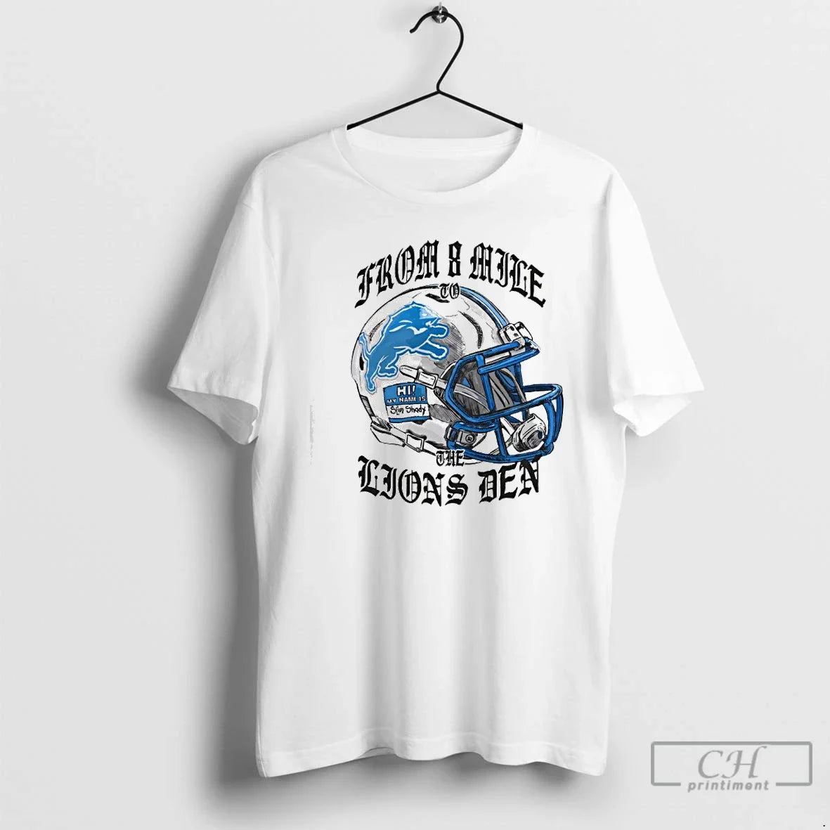 Blue Eminem X Detroit Lions Helmet T-Shirts, Hoodie, Sweatshirt - T-Shirt, Sweatshirt, Hoodie