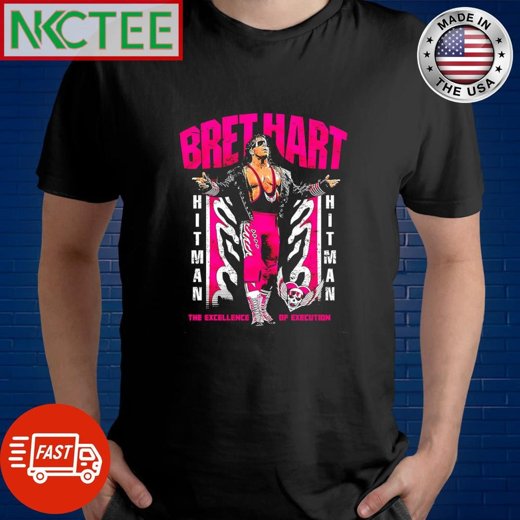 Premium Bret Hart The Excellence Of Execution Hitman shirt Unisex T-shirt, Sweatshirt, Hoodie, Long Sleeve Tee - T-Shirt, Sweatshirt, Hoodie