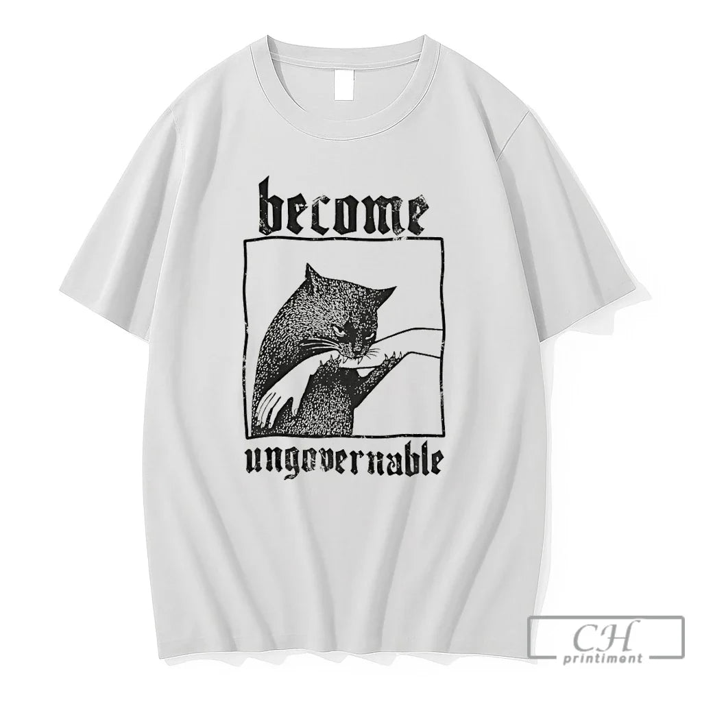 Premium Cat Biting Hand Become Ungovernable Vintage Unisex T-shirt, Sweatshirt, Hoodie, Long Sleeve Tee - T-Shirt, Sweatshirt, Hoodie