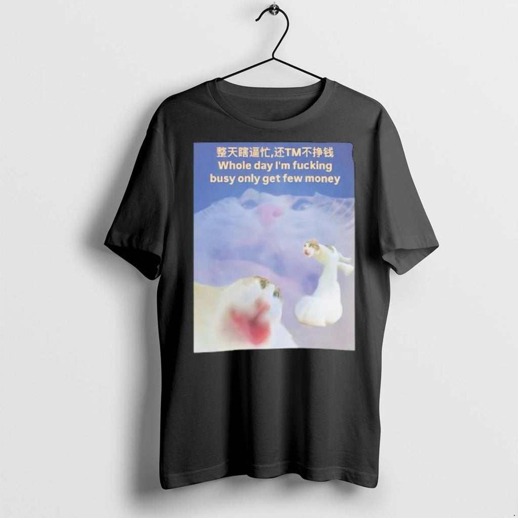 Premium Cat Meme Whole Day Im Fucking Busy Only Get Few Money T Shirts Unisex T-shirt, Sweatshirt, Hoodie, Long Sleeve Tee - T-Shirt, Sweatshirt, Hoodie