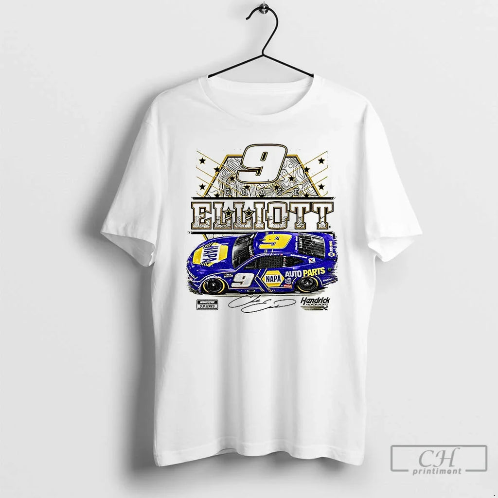 Premium Chase Elliott 9 Hendrick Motorsports Napa Auto Parts Car Racing Logo Signature T Shirts - T-Shirt, Sweatshirt, Hoodie