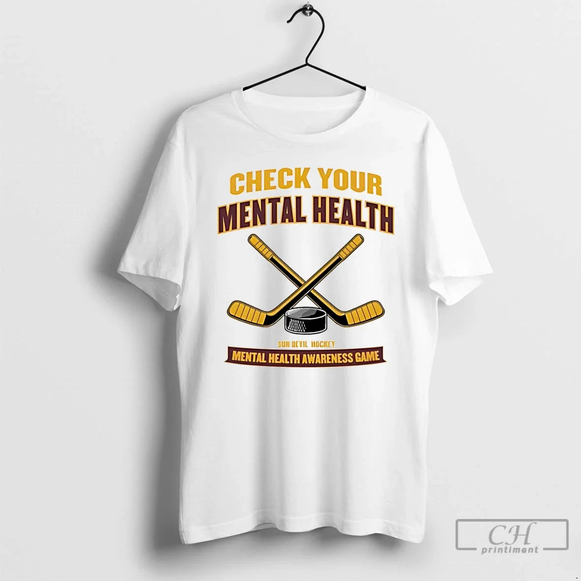 Check Your Mental Health Mental Health Awareness Game Sun Devil Hockey T-Shirts, Hoodie, Sweatshirt - T-Shirt, Sweatshirt, Hoodie