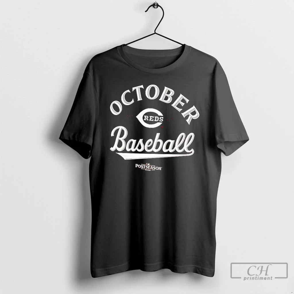 Premium Cincinnati Reds Baseball Red October Postseason 2025 Locker Room T Shirts Unisex T-shirt, Sweatshirt, Hoodie, Long Sleeve Tee - T-Shirt, Sweatshirt, Hoodie