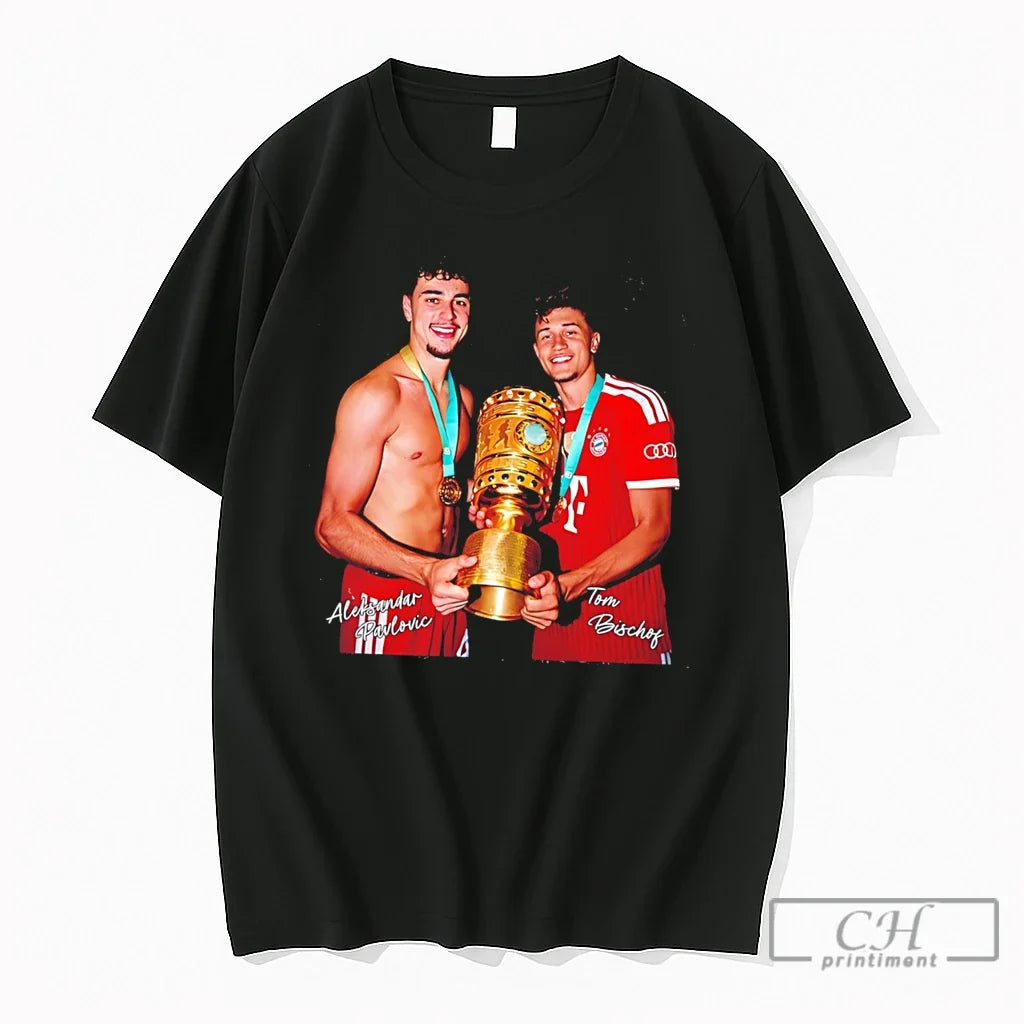 Premium Dfb Pokal Champions 2026 Aleksandar Pavlovic And Tom Bischof Tee Unisex T-shirt, Sweatshirt, Hoodie, Long Sleeve Tee - T-Shirt, Sweatshirt, Hoodie