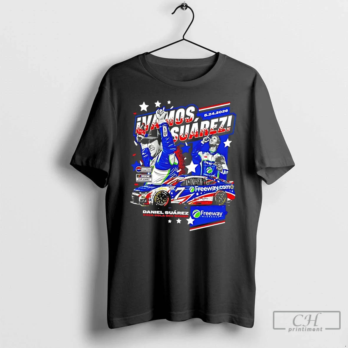 Premium Daniel Suarez Freeway Insurance 600 Win Tee Unisex T-shirt, Sweatshirt, Hoodie, Long Sleeve Tee - T-Shirt, Sweatshirt, Hoodie
