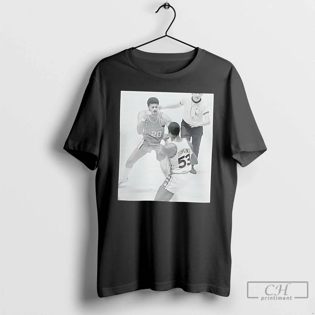 Premium Darryl Dawkins And Maurice Lucas Square Up During The 1977 Tee T Shirts Sweater Unisex T-shirt, Sweatshirt, Hoodie, Long Sleeve Tee - T-Shirt, Sweatshirt, Hoodie