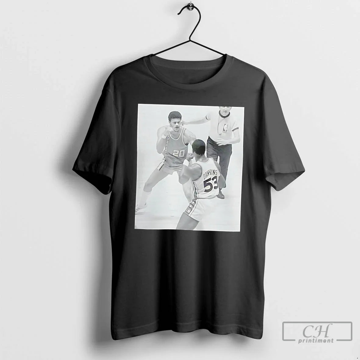 Premium Darryl Dawkins And Maurice Lucas Square Up During The 1977 Tee T Shirts Sweater Unisex T-shirt, Sweatshirt, Hoodie, Long Sleeve Tee - T-Shirt, Sweatshirt, Hoodie
